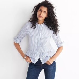 Madewell Lakeside Peplum Shirt in Stripe — Size M